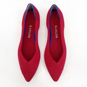 Rothy’s The Point Chili Red Ballet Flat Slip On Shoes Women Dark Deep Red